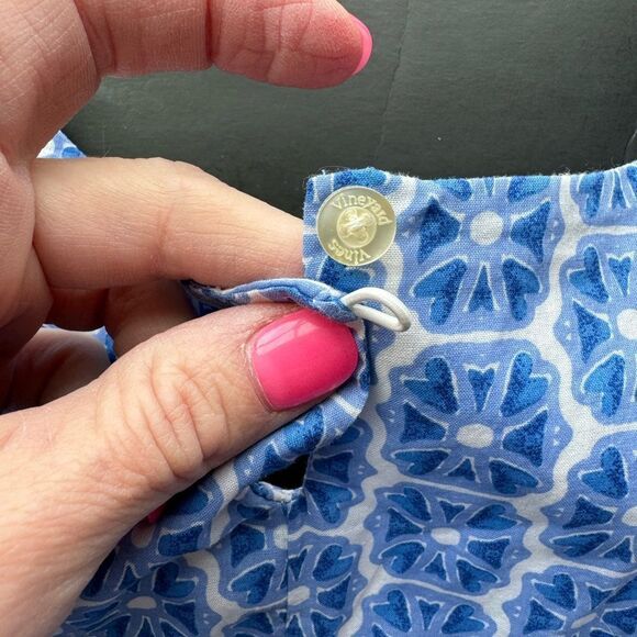 Vineyard Vines Girl’s 14 Blue Geometric Pink Seersucker Print Shift Tunic‎ Dress - Picture 10 of 14